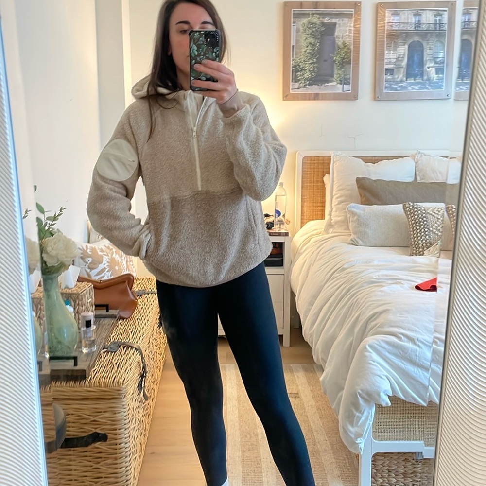 Outdoor Voices | MegaFleece 1/2 Zip Hoodie | Oatmeal/Amber S